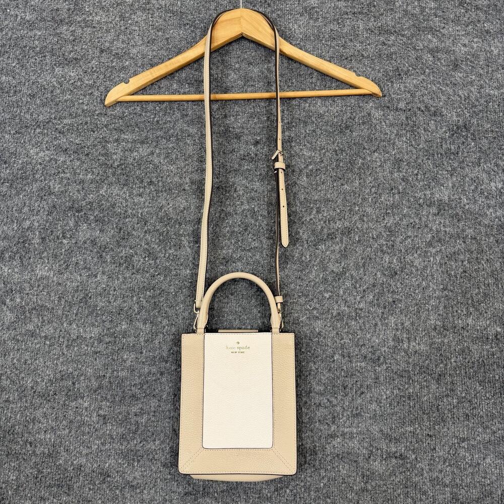 Kate Spade Lena Mini Crossbody Bag in Light Sand Colorblock Leather Purse Tote